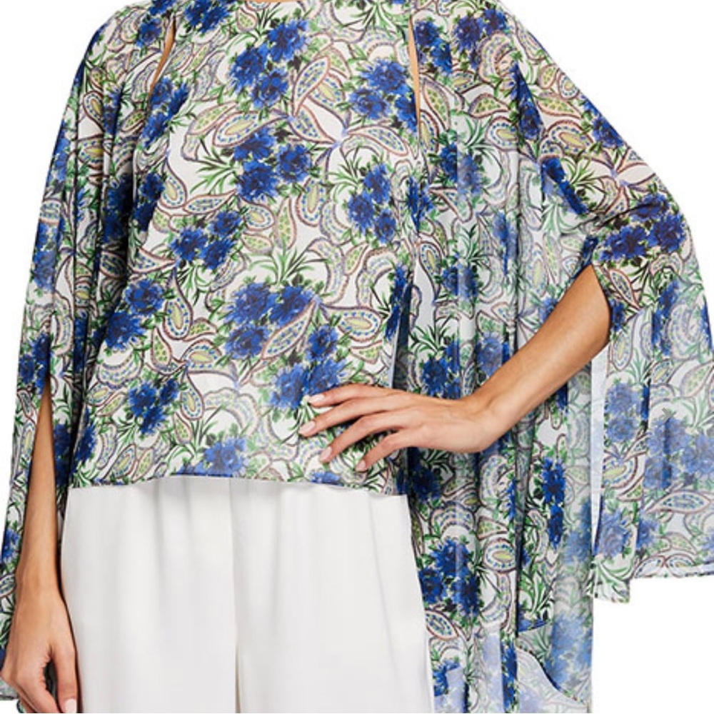 Badgley Mischka Print Shell & Attached Cape Set